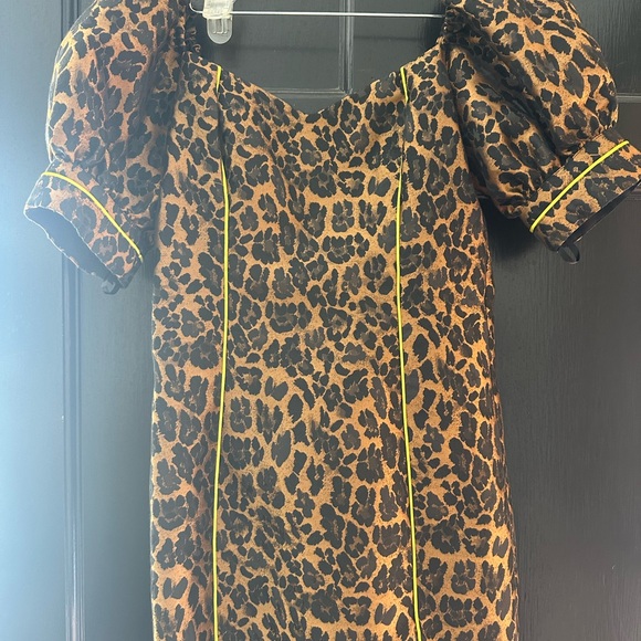 For Love And Lemons Brown Black Puff Sleeve Mini Dress - Picture 3 of 7